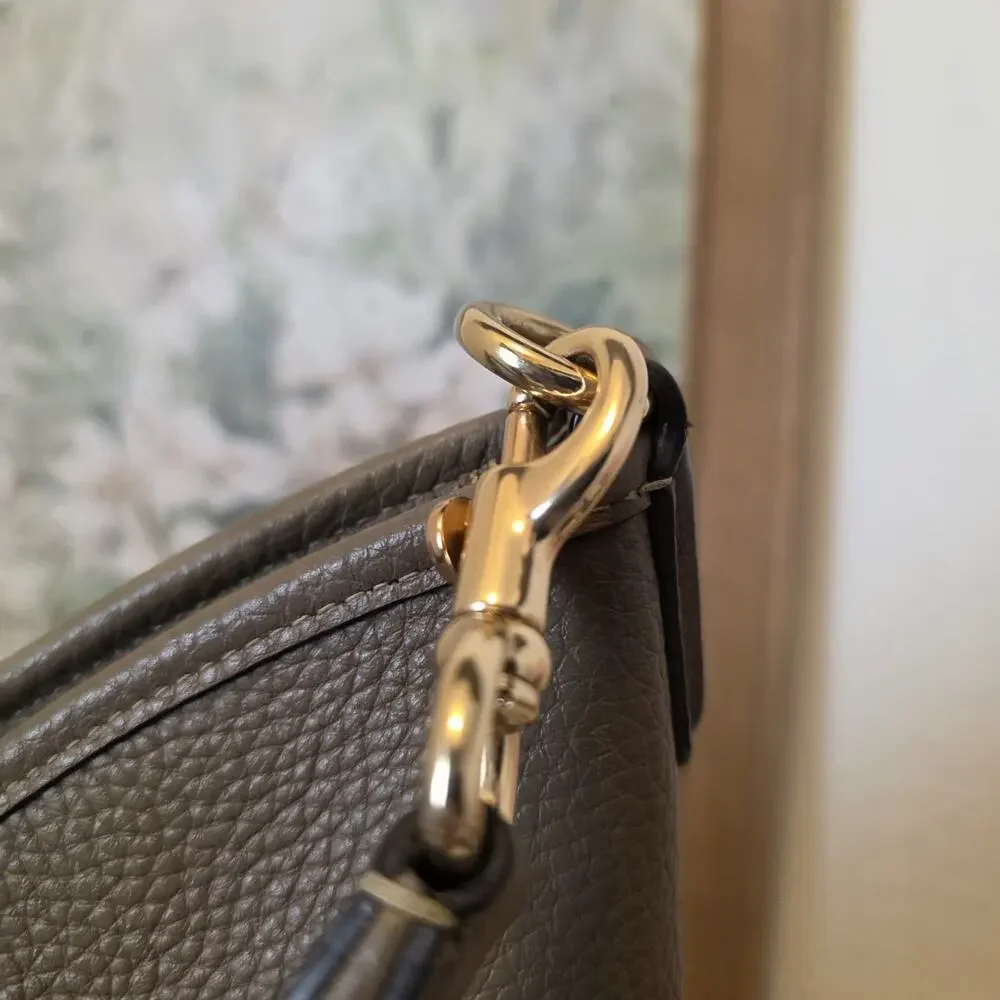 Coach Large Laurel Pebbled Leather Stone Gold Hardware